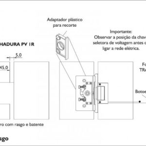 FRA HDLPV90A1R-L com Puxador – Fechadura elétrica 12V de sobrepor para porta vidro temperado