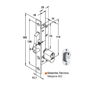 FRA 902 – Fechadura bico para porta de correr